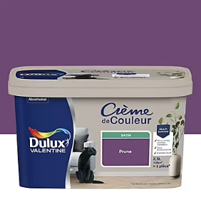 Peinture Crème De Couleur Dulux Valentine satin prune 2,5L