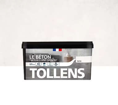 Peinture Tollens effet béton beige neige 2L