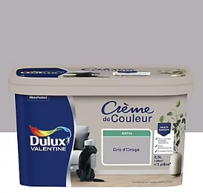 Peinture Crème De Couleur Dulux Valentine satin gris d'orage 2,5L