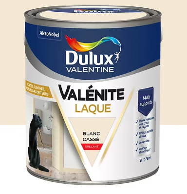 Laque Valénite Dulux Valentine Acrylique brillant blanc cassé 2L