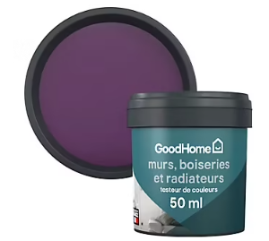 Testeur peinture résistante murs, boiseries et métal GoodHome violet Shizuoka mat 50ml