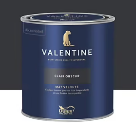 Peinture Valentine murs et boiseries Dulux Valentine noir clair obscur velouté mat 0,5L