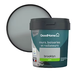 Peinture résistante murs, boiseries et métal GoodHome gris Brooklyn satin 0,75L