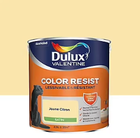 Peinture murs et boiseries Color Resist Dulux Valentine satin jaune citron 2,5L