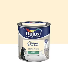 Peinture Crème de Couleur Dulux Valentine satin zéphir d'ivoire 0,5L