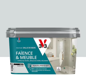 Peinture de rénovation faïence et meuble de salle de bain V33 tendre gris satin 2L