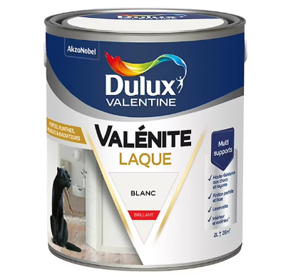 Laque Valénite Dulux Valentine Acrylique brillant blanc 2L