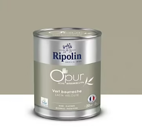 Peinture intérieure multisupport Ripolin O'pur vert bourrache satin velouté 2L