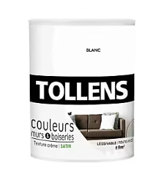 Peinture murs et boiseries Tollens blanc satin 0,75L