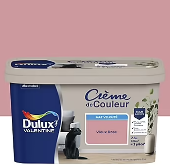 Peinture Crème De Couleur Dulux Valentine mat vieux rose 2,5L