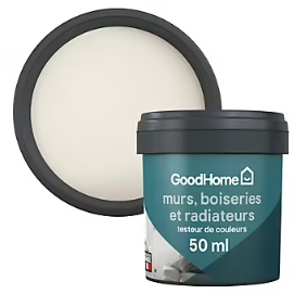 Testeur peinture résistante murs, boiseries et métal GoodHome blanc Valdez mat 50ml