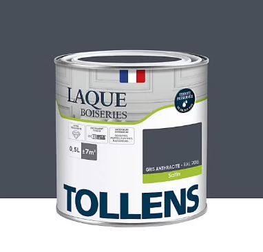 Laque boiseries et métal Tollens RAL 7016 gris anthracite satin 500ml