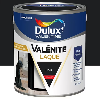 Laque Valénite Dulux Valentine Acrylique brillant noir 2L