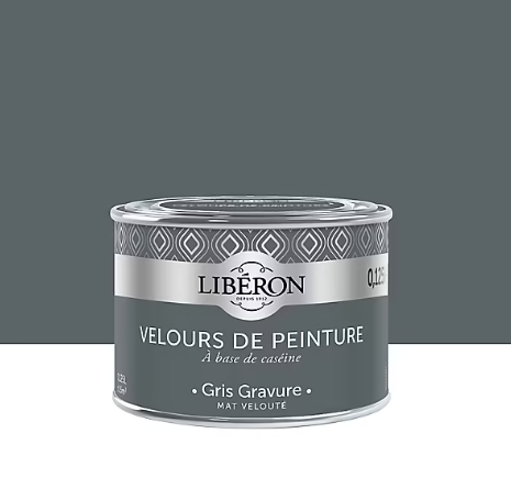 Testeur de peinture murs, plafonds et boiseries Velours de peinture gris gravure Libéron 125 ml