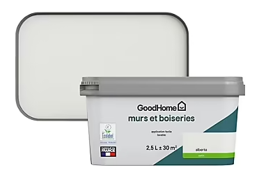 Peinture intérieure couleur Murs et boiseries GoodHome Alberta blanc satin 2,5L
