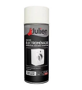Peinture aérosol de rénovation électroménager Julien brillant blanc email 400ml