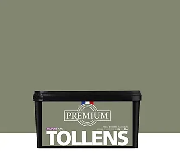 Peinture Tollens premium murs, boiseries et radiateurs velours vert kaki 2,5L