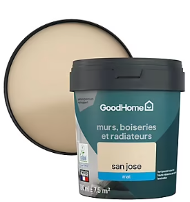 Peinture intérieure couleur murs, boiseries et radiateurs GoodHome mat san jose beige 750ml