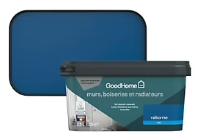 Peinture intérieure couleur murs, boiseries et radiateurs GoodHome mat valbonne bleu 2.5L