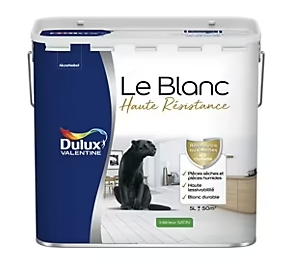 Peinture murale le Blanc haute résistance blanc satin 5L Dulux Valentine