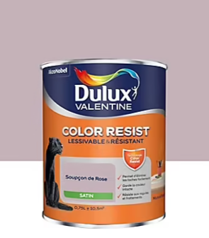 Peinture murs et boiseries Color Resist Dulux Valentine satin soupçon de rose 0,75L