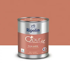 Peinture intérieure O'Pur murs boiseries et radiateurs Ripolin ocre nubie satin 0,5L