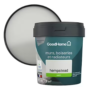 Peinture résistante murs, boiseries et métal GoodHome gris Hempstead satin 0,75L