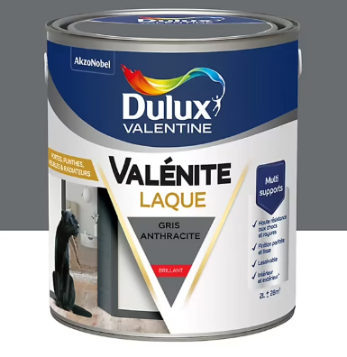 Laque Valénite Dulux Valentine Acrylique brillant gris anthracite 2L