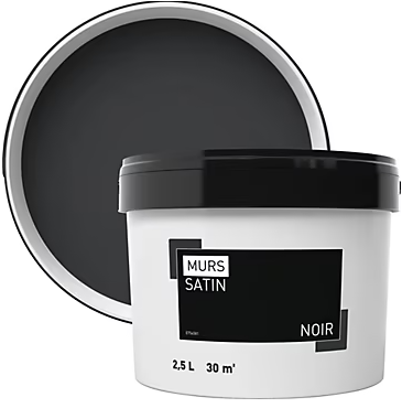 Peinture murale couleur noir satin 2,5L