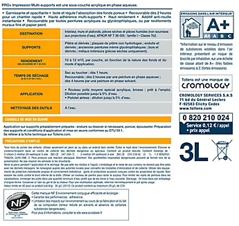 Impression extérieur multi-supports Tollens pro+ 3L