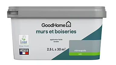 Peinture intérieure couleur Murs et boiseries GoodHome Minneapolis gris satin 2,5L