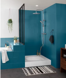 Peinture de rénovation faïence et meuble de salle de bain V33 bleu pétrole satin 2L
