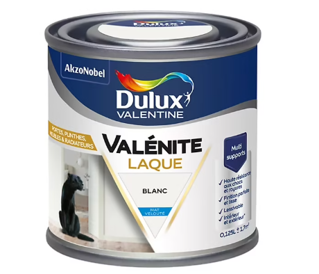 Laque acrylique Valénite Dulux Valentine blanc mat 0,125L