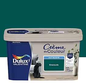 Peinture Crème De Couleur Dulux Valentine mat émeraude 2,5L