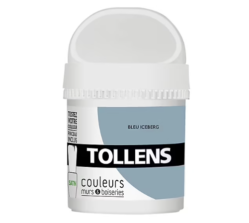 Testeur peinture murs et boiseries Tollens bleu iceberg satin 50ml