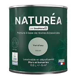 Peinture murs et boiseries Naturéa par GoodHome vert d'eau velours 0.5L