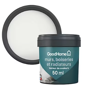 Testeur peinture résistante murs, boiseries et métal GoodHome blanc Alberta mat 50ml