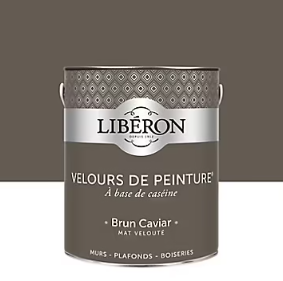 Peinture murs, plafonds et boiseries Velours de peinture marron brun caviar Libéron 2,5L
