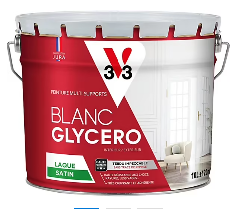 Laque glycéro multi-support V33 satin blanc 10L