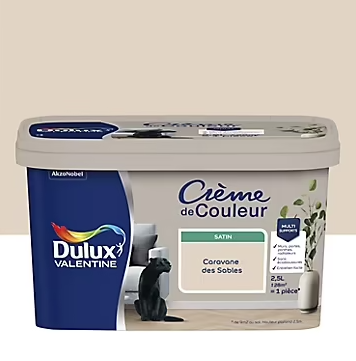 Peinture Crème De Couleur Dulux Valentine satin caravane des sables 2,5L