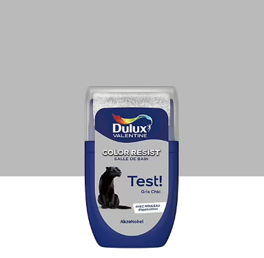 Testeur de peinture Color Resist salle de bains Dulux Valentine satin gris chic 30ml