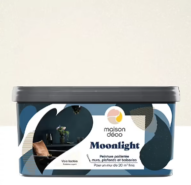 Peinture pailletée murs, plafonds et boiseries Moonlight Maison Déco voie lactée 2L