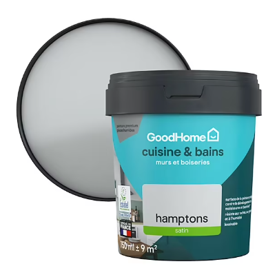 Peinture cuisine et salle de bains GoodHome gris Hamptons satin 750ml