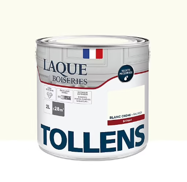 Laque boiseries et métal Tollens brillant blanc crème RAL 9001 2L