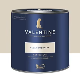 Peinture Valentine murs et boiseries Dulux Valentine blanc éclat d'albâtre velouté mat 2L