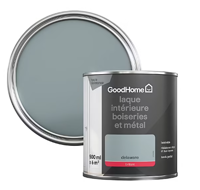 Peinture métal et bois GoodHome brillant gris Delaware 500ml