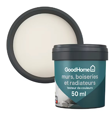 Testeur peinture intérieure couleur GoodHome satin valdez blanc 50ml