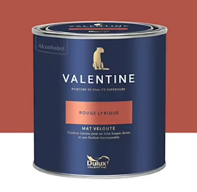 Peinture Valentine murs et boiseries Dulux Valentine rouge lyrique velouté mat 0,5L
