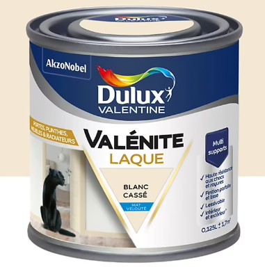 Laque acrylique Valénite Dulux Valentine blanc cassé velouté mat 0,125L
