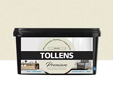 Peinture Tollens premium murs, boiseries et radiateurs lin lavé mat 2,5L